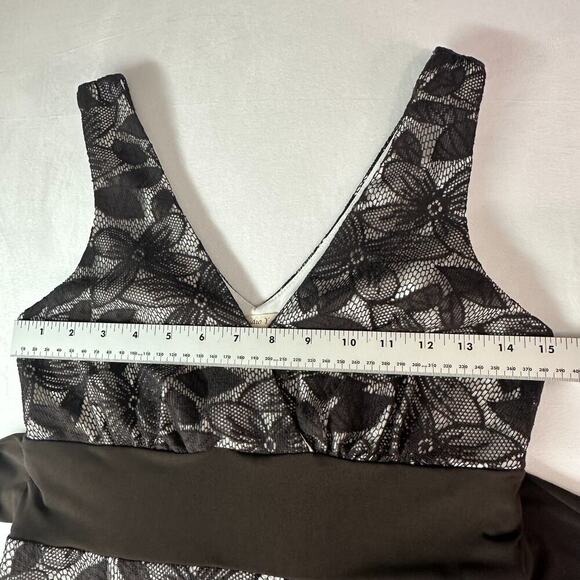 Y2K Studio Y Brown & cream Lace overlay Dress w/tule ruffle bottom Party Formal - Picture 11 of 15